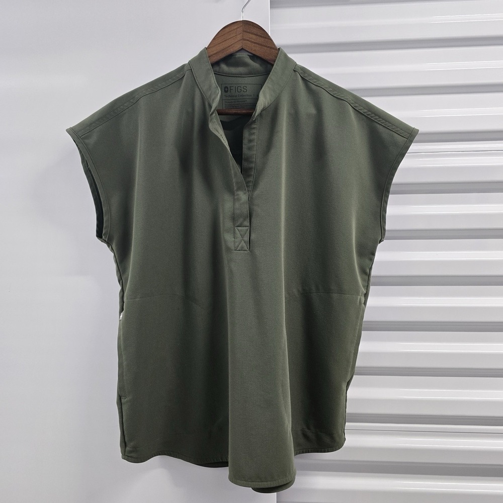 FIGS Rafaela Scrub Top Women's Small Olive Green Technical Collection